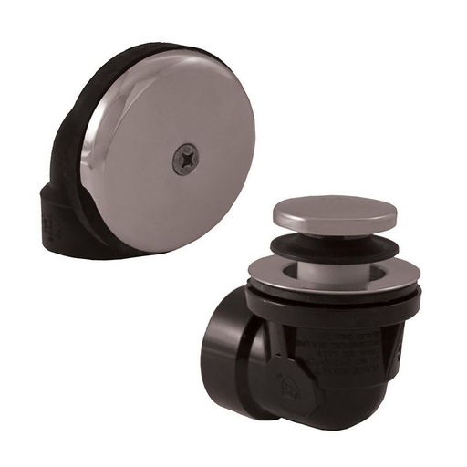 1716-T 1-1/2" ABS Half/Set Waste and Overflow Assembly with Tip Toe Style Drain Stopper (Chrome) 