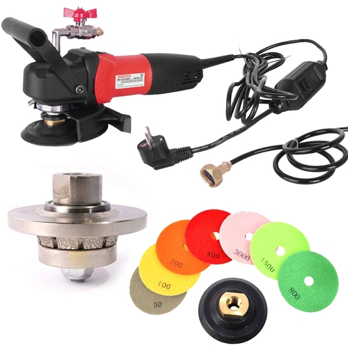  WP800-220  4" Var Speed Polisher, 3/16" Radius Diamond Profile Wheel and 8 pc 4" Diamond Polishing Pad Set 