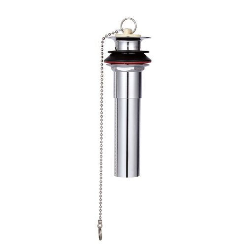 1985-T 1-1/4" x 5" Chrome Plated Brass One Piece Cleanout Plug - Includes Chain & Stopper