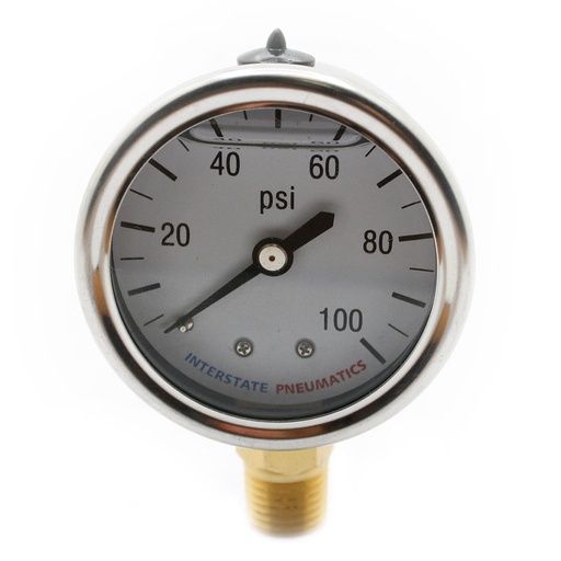 2328-T Liquid Filled Pressure Gauge 2", 1/4" NPT Bottom Mount- 100 PSI (G7012-100)