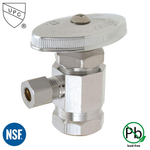 5458-T 1/2" FIP x 1/4" Comp Multi-Turn Angle Stop Valve (4400458 & 458-T)