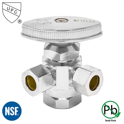 5592-T 1/2" FIP x 3/8" Comp x 3/8" Comp Multi-Turn Angle Stop Valve (4401192)