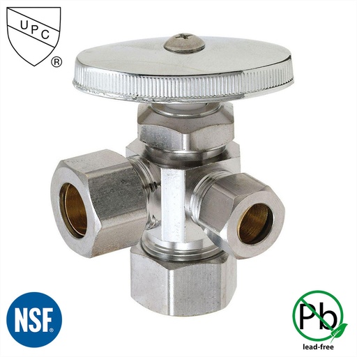 5598-T 5/8" Comp x 1/2" Comp x 3/8" Comp Multi-Turn Angle Stop Valve (4401198)