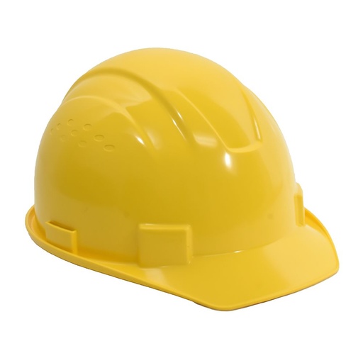 Snap Lock 6 Point Ratchet Suspension Front Brim Hard Hat With Cap-Mount Ear Muffs Slot - 6-1/2" to 8" Heads - Yellow Color Safety Helmet