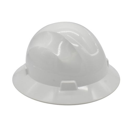 Snap Lock 4 Point Ratchet Suspension Full Brim Hard Hat - 6-1/2" to 8" Heads - White Color Safety Helmet