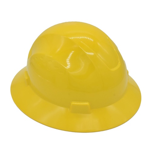 Snap Lock 4 Point Ratchet Suspension Full Brim Hard Hat - 6-1/2" to 8" Heads - Yellow Color Safety Helmet