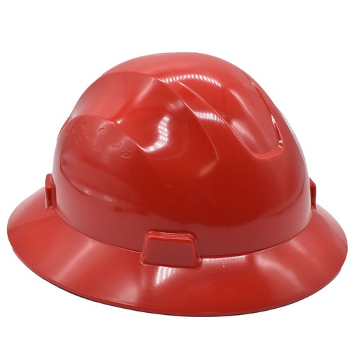Snap Lock 4 Point Ratchet Suspension Full Brim Hard Hat - 6-1/2" to 8" Heads - Red Color Safety Helmet