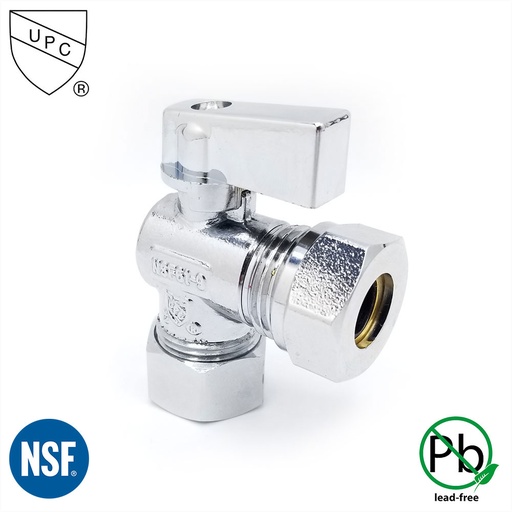 6464-T 5/8" Comp x 1/2" Slip Joint Quater-Turn Angle Stop Valve (4402464 & 2464-T)