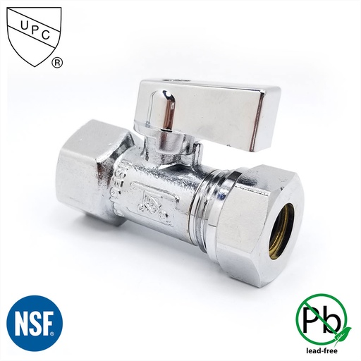 6467-T 1/2" FIP x 3/8" Comp Quater-Turn Straight Stop Valve