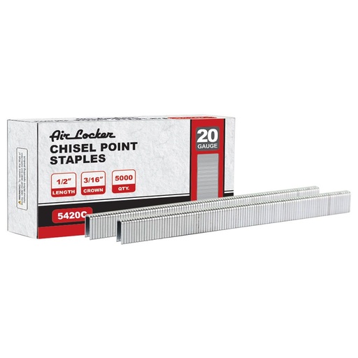20 Gauge 5/8" Length, 3/16" Crown, Chisel Point Staples - 5,000 / pack - Fits Duo-Fast Carpet-Pro