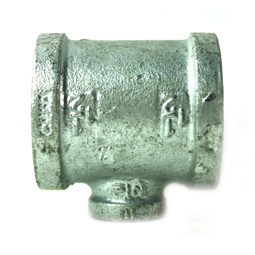 1-1/2" x 1-1/2" x 1/2" Galvanized Steel Reducer Tee