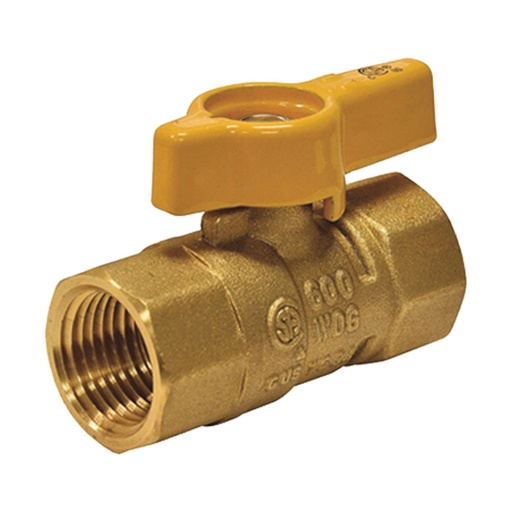 1/2" FIP x 1/2" FIP Brass Straight Gas Ball Valve