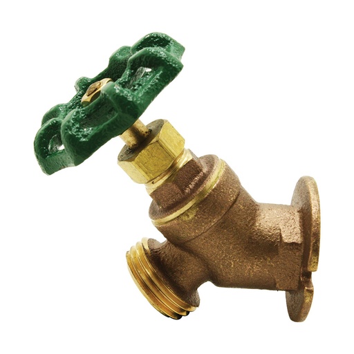 1/2" FIP x 3/4" GHT Brass Flanged Sillcock Valve
