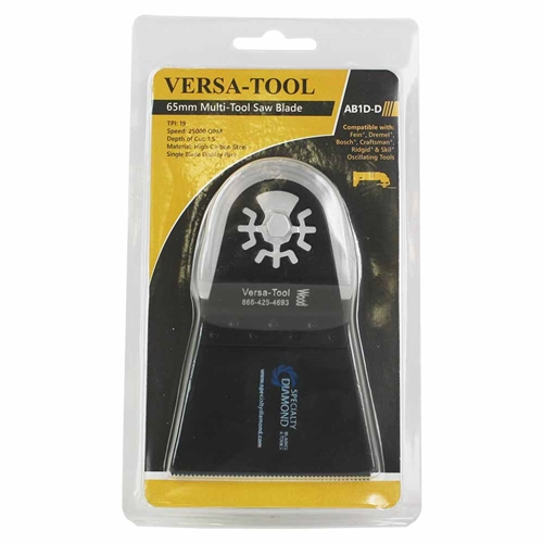 65mm Wood Blade  Compatible with Fein Multimaster, Dremel, Bosch, Craftsman, Ridgid Oscillating Tools- Single Display Pack