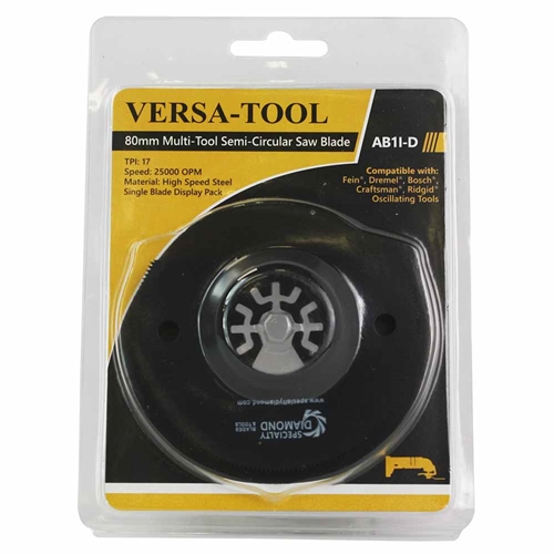 80mm Semi-Circular saw  Blade  Compatible with Fein Multimaster, Dremel, Bosch, Craftsman, Ridgid Oscillating Tools - Single Display Pack