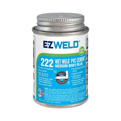 4 OZ Wet Weld Medium Body Blue PVC Cement, 1/4 Pint (Rain-R-Shine)
