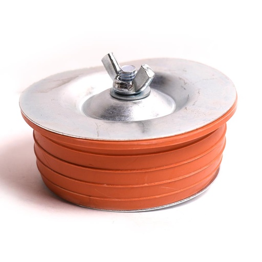 4" Rubber Test Plug With Metal Plate and Wing Nut - Red