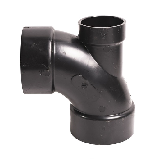 92245 3" X 3" X 2" ABS 1/4 Bend Elbow with Low Heel Inlet