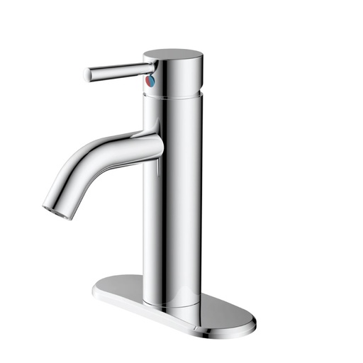 Single Handle Bathroom Faucet with Deck Plate – Brilliant Chrome