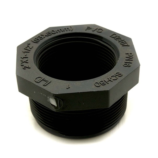 2" x 1-1/2" Threaded x Threaded PVC Bushing SCH80