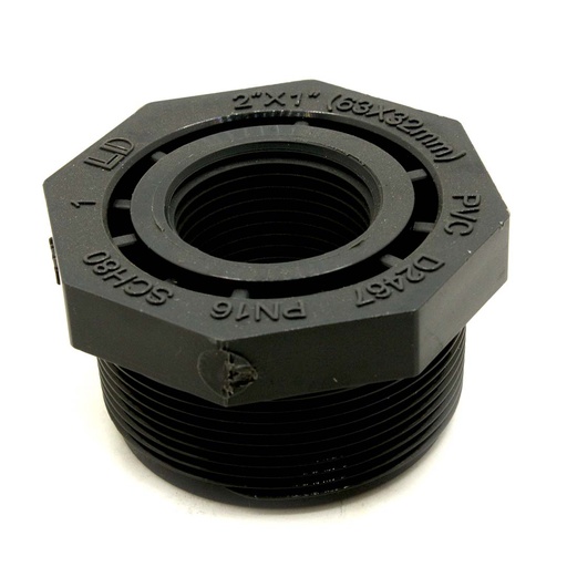 2" x 1" Threaded x Threaded PVC Bushing SCH80