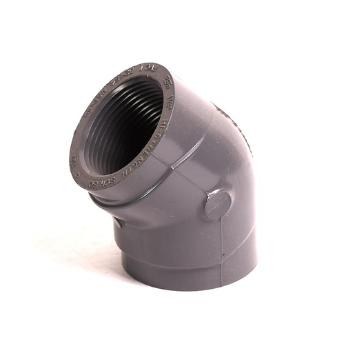 1-1/4" Threaded x Threaded PVC 45 Elbow SCH80