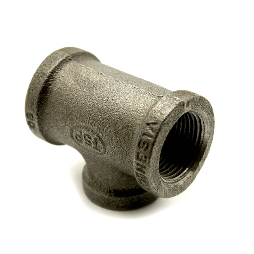 1" X 1" X 3/4" Black Steel Reducer Tee