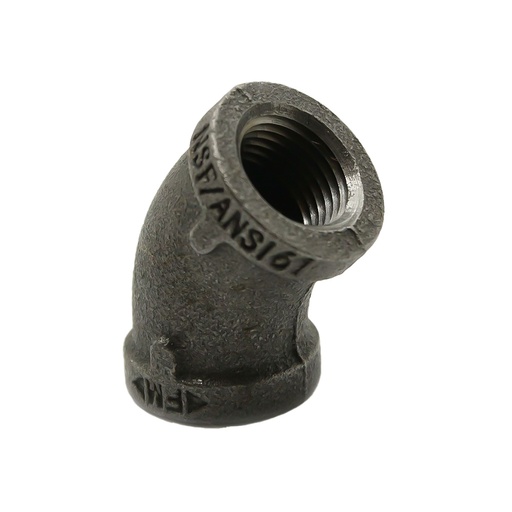 1/4" Black Steel 45 Elbow