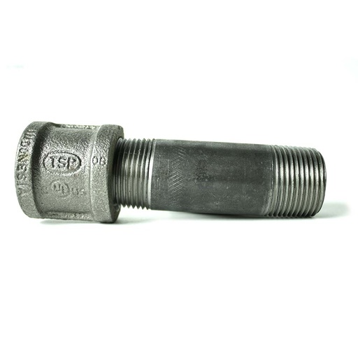 3/4" Black Steel Right to Left Nipple with Coupling