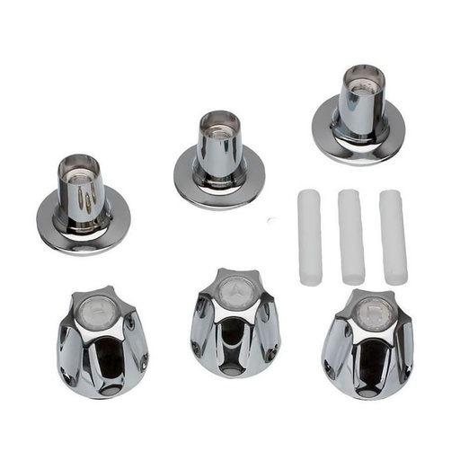 Tub/Shower 3-Handle Remodeling Trim Kit for Price Pfister Verve Style - Metal Handles (HOT/COLD/DIVERTER), Chrome Plated Flanges with Nipples