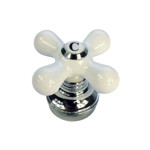 Porcelain Cross-Arm Faucet Handle, Price Pfister, Base and Cold Button