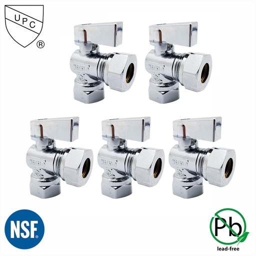 1/2" FIP x 1/2" Slip Joint Quater-Turn Angle Stop Valve (5/pk)