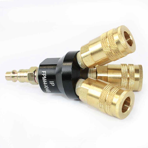 1/4" Aluminum Round Manifold w/3 x 1/4" Brass Industrial Couplers