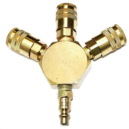 1/4" Brass Round Manifold w/3 x 1/4" Brass Industrial Couplers