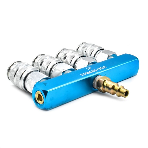 1/4" Aluminum Rectangle Manifold w/4 x 1/4" Steel Universal Couplers with Industrial Plug