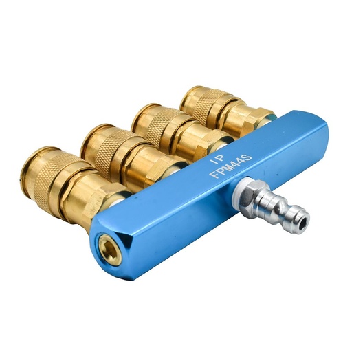 1/4" Aluminum Rectangle Manifold w/4 x 1/4" Brass  Universal Couplers with Automotive Plug