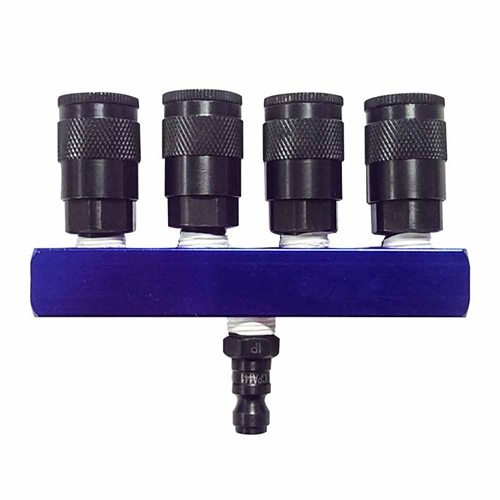 1/4" Aluminum Rectangle Manifold w/4 x 1/4" Steel Automotive Couplers