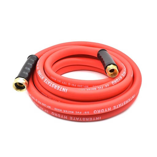 5/8" 25 ft Solid Red PVC Hose WP 200 PSI (3/4" GHT Male / GHT Female Fitting) 