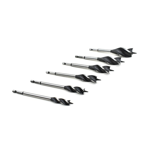 TurboBore Tri Flute Wood Drill Bit 6 Piece Set 1/2" To 1-1/4"