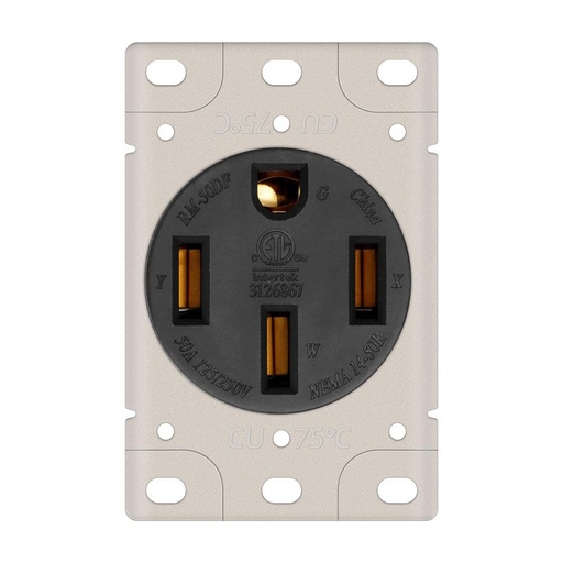 50A 125/250V NEMA 14-50R RV Flush Mount Power Outlet / Receptacle