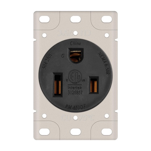 50A 250V NEMA 6-50R Flush Mount Power Outlet / Receptacle (Welding Machine)