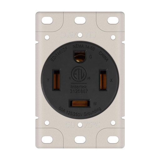60A 125/250V NEMA 14-60R Flush Mount Power Outlet / Receptacle (Industrial Grade)