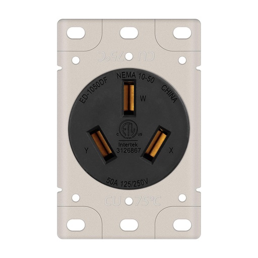 50A 125/250V NEMA 10-50R Flush Mount Power Outlet / Receptacle (Air Compressor)