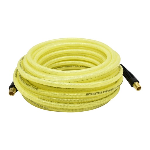 1/4" x 25 ft Rhino PolyFlex Yellow Polyurethane Hose WP 200 PSI (1/4" NPT) Solid Fitting