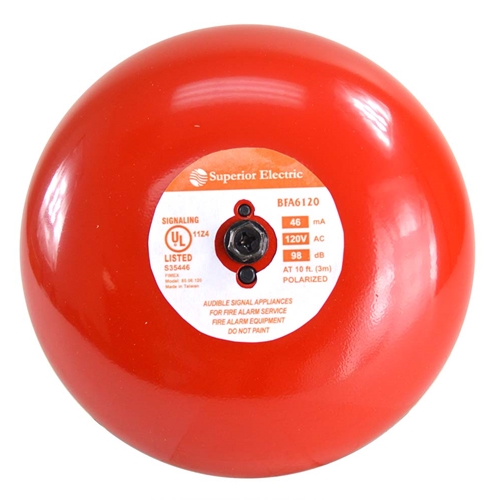 Red Fire Alarm Bell 6 Inch 120 Volt 