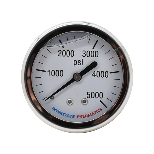 Oil Filled Pressure Gauge 2-1/2", 1/4" NPT Rear Mount- 5000 PSI