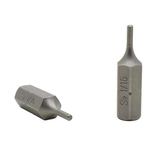 50 Display Pack - Single End Hexagonal Screwdriver Bits - 1 Inch Long - 1/16 Hex