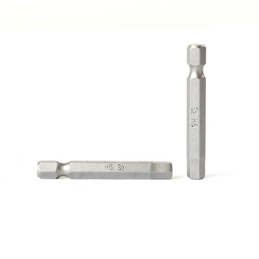 25 Display Pack - Single End Hexagonal Screwdriver Bits - 2 Inch Long - 6mm Hex