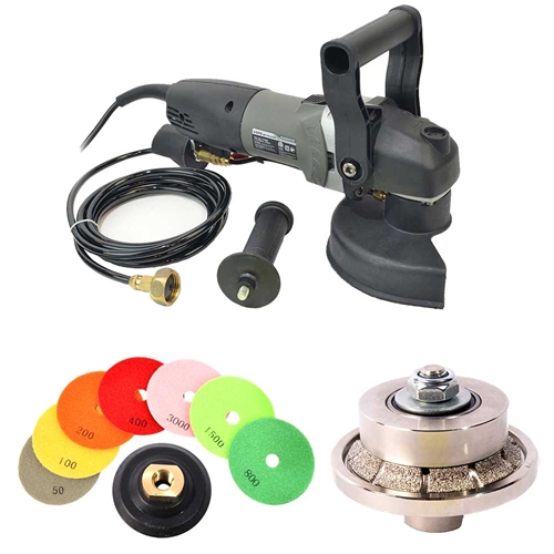 VSP5 5 Inch Var Speed Polisher, 3/16 Inch Radius Diamond Profile Wheel & 8 pc 5 Inch 6mm Premium Diamond Polishing Pad Set