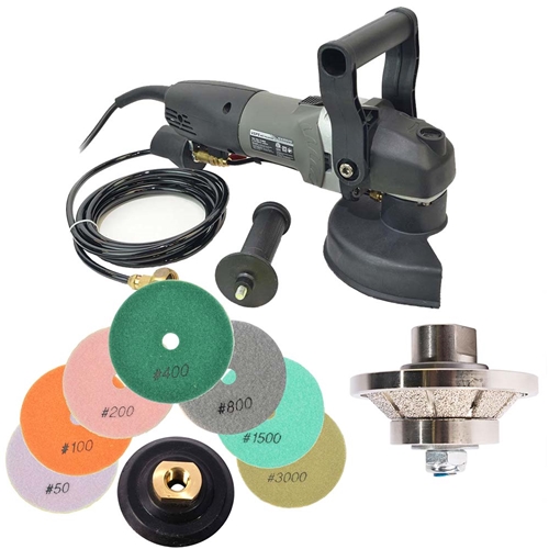VSP5 5" Var Speed Polisher, 45 deg 3/8" Diamond Profile Wheel and 8 pc 5" Diamond Polishing Pad Set